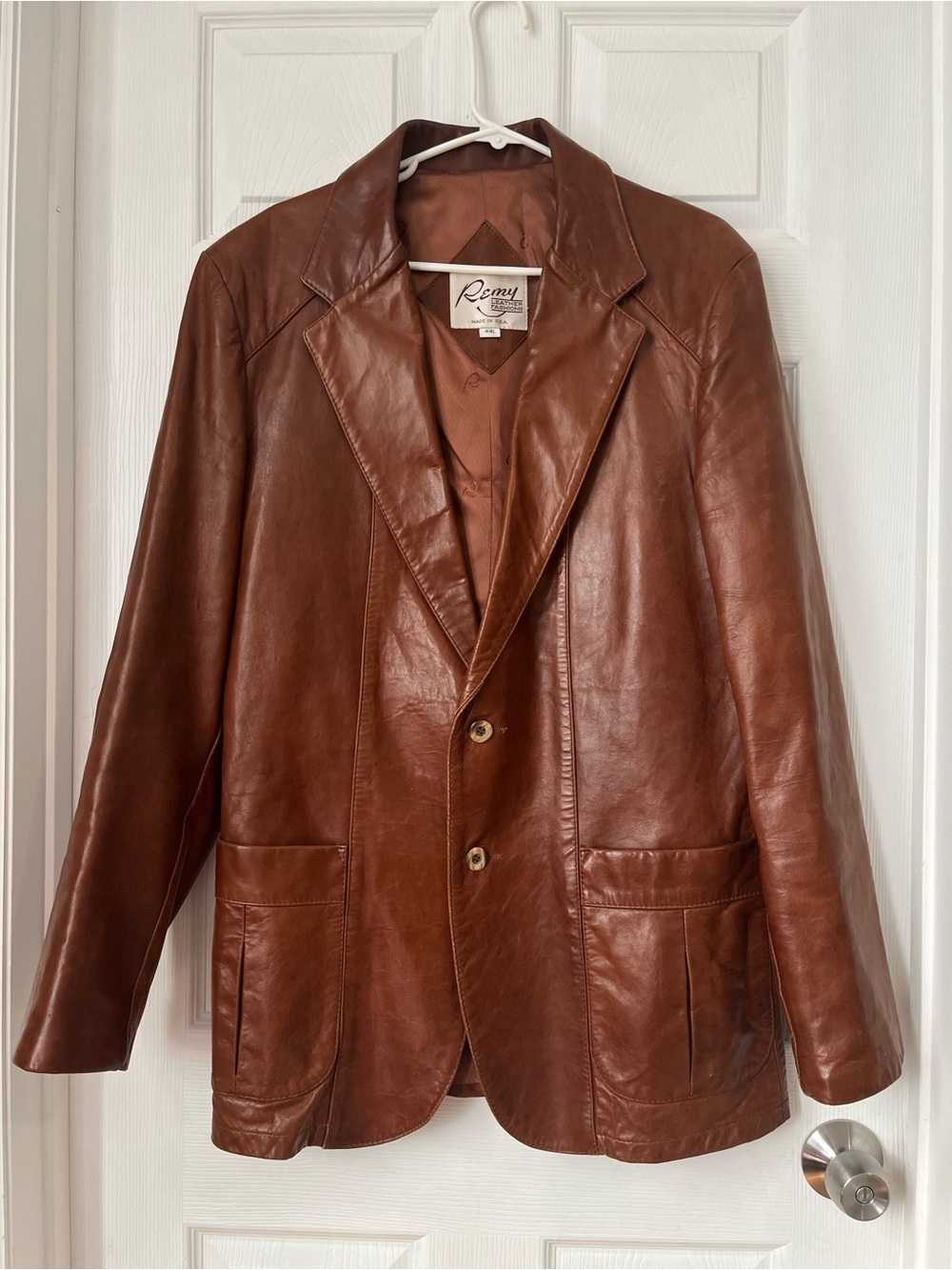 Remy Brown Leather Blazer Jacket 44 Large